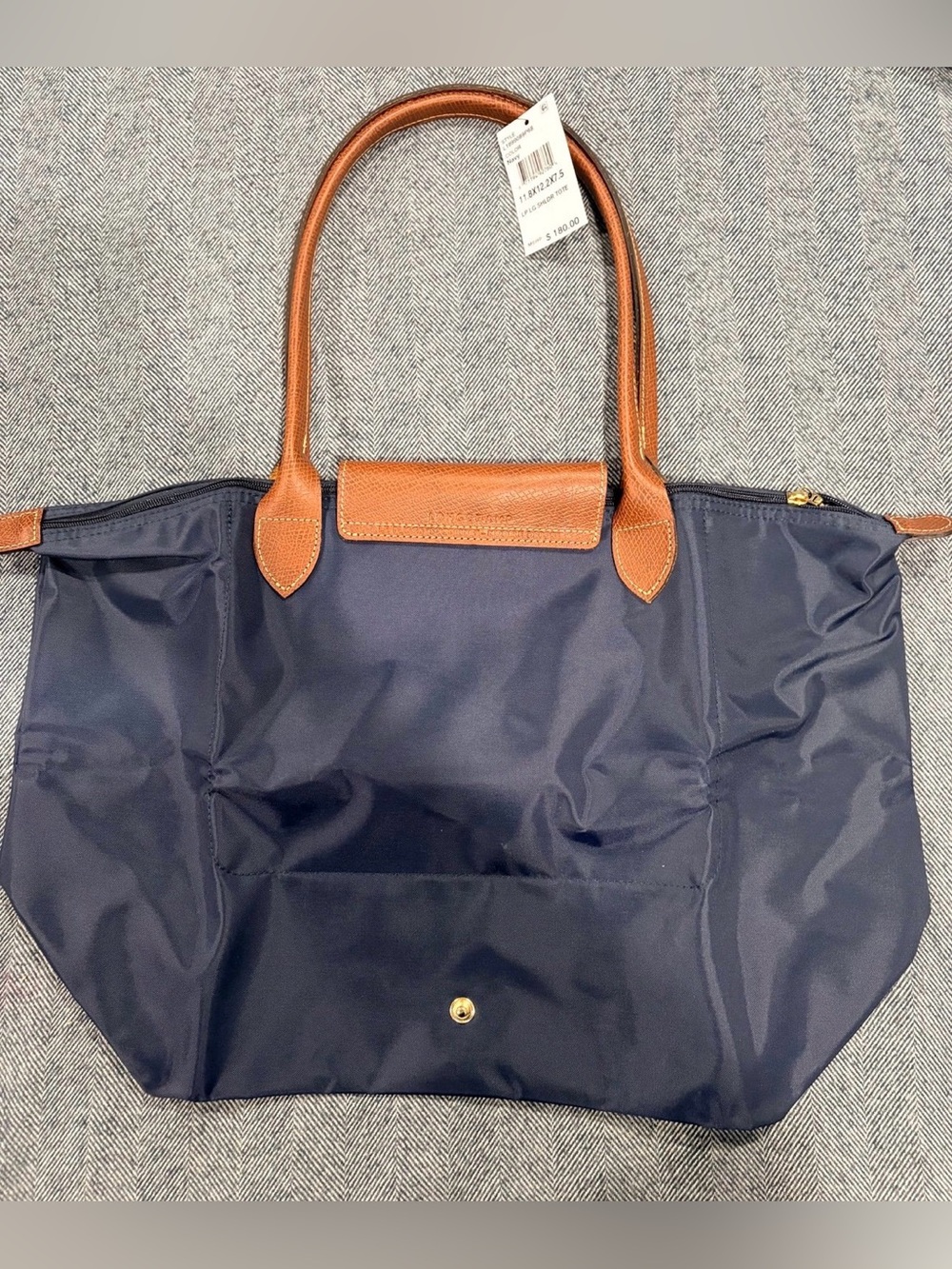 Longchamp Le Pliage Navy Blue Nylon Leather Tote Bag | medium